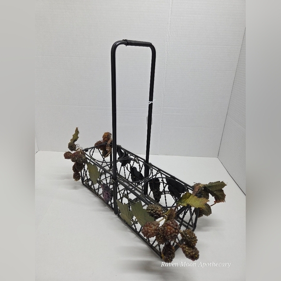 Decorative Metal WINE Basket with Berry Accents - Picture 2 of 6